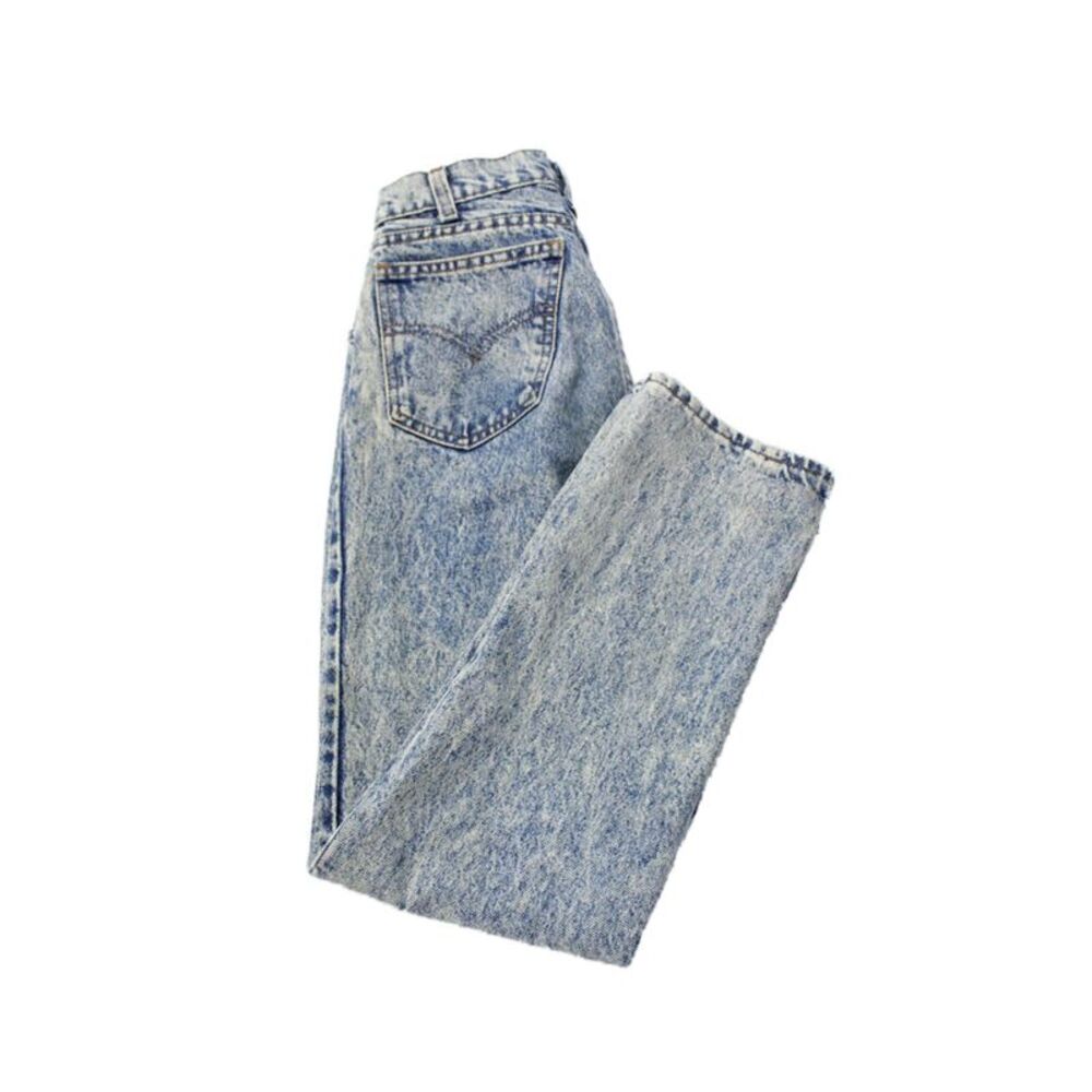 Riley Women Straight Jeans High Rise Blue Button 100% Cotton Size 24